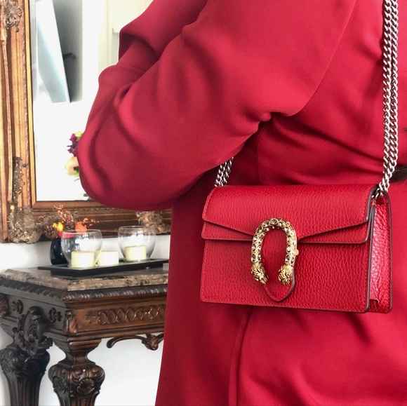 BNIB!!! Rare!!! Gucci Calfskin Super Mini Dionysus Shoulder Bag Hibiscus Red - Picture 3 of 16